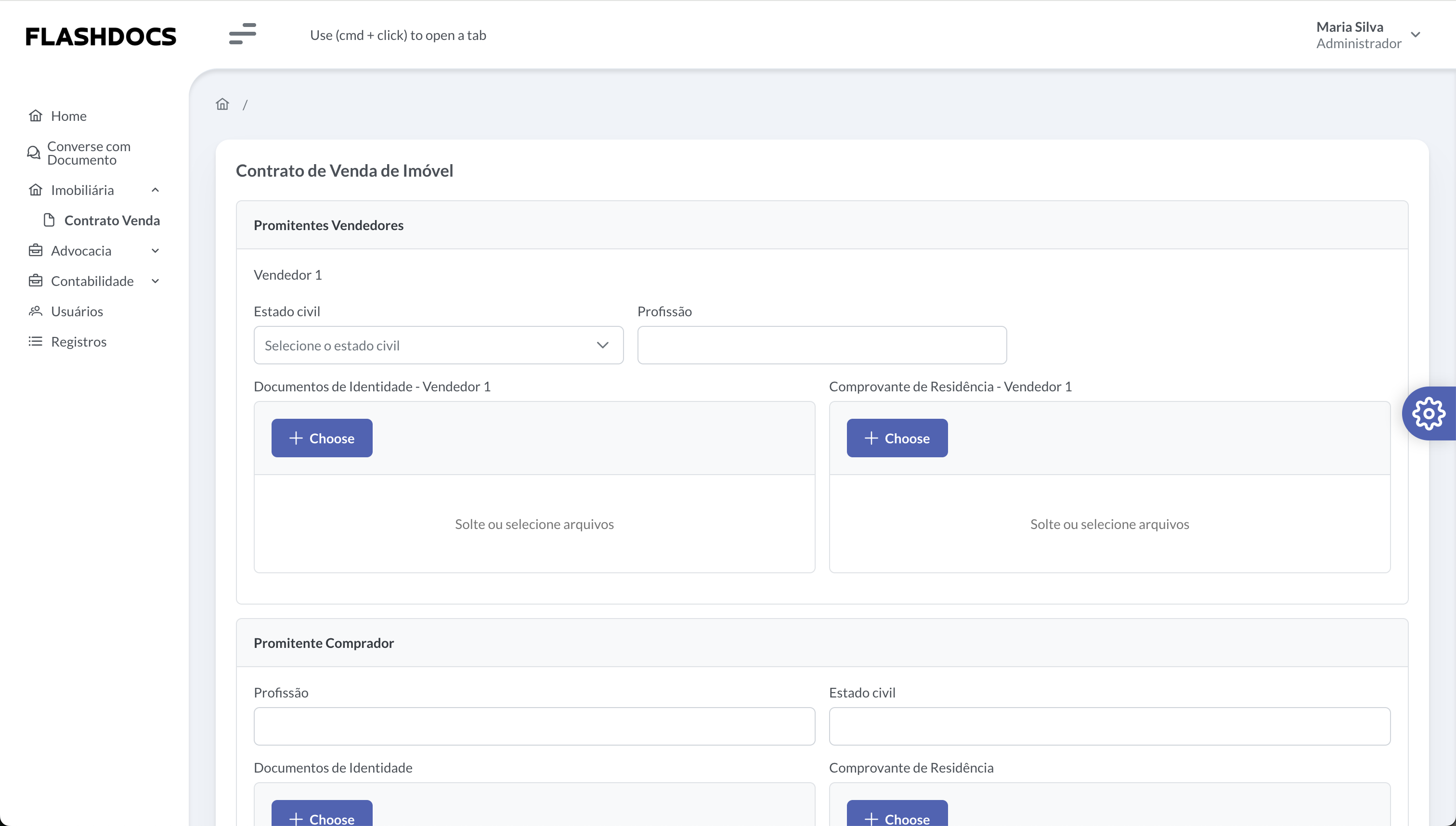 Fluxos guiados de contratos
