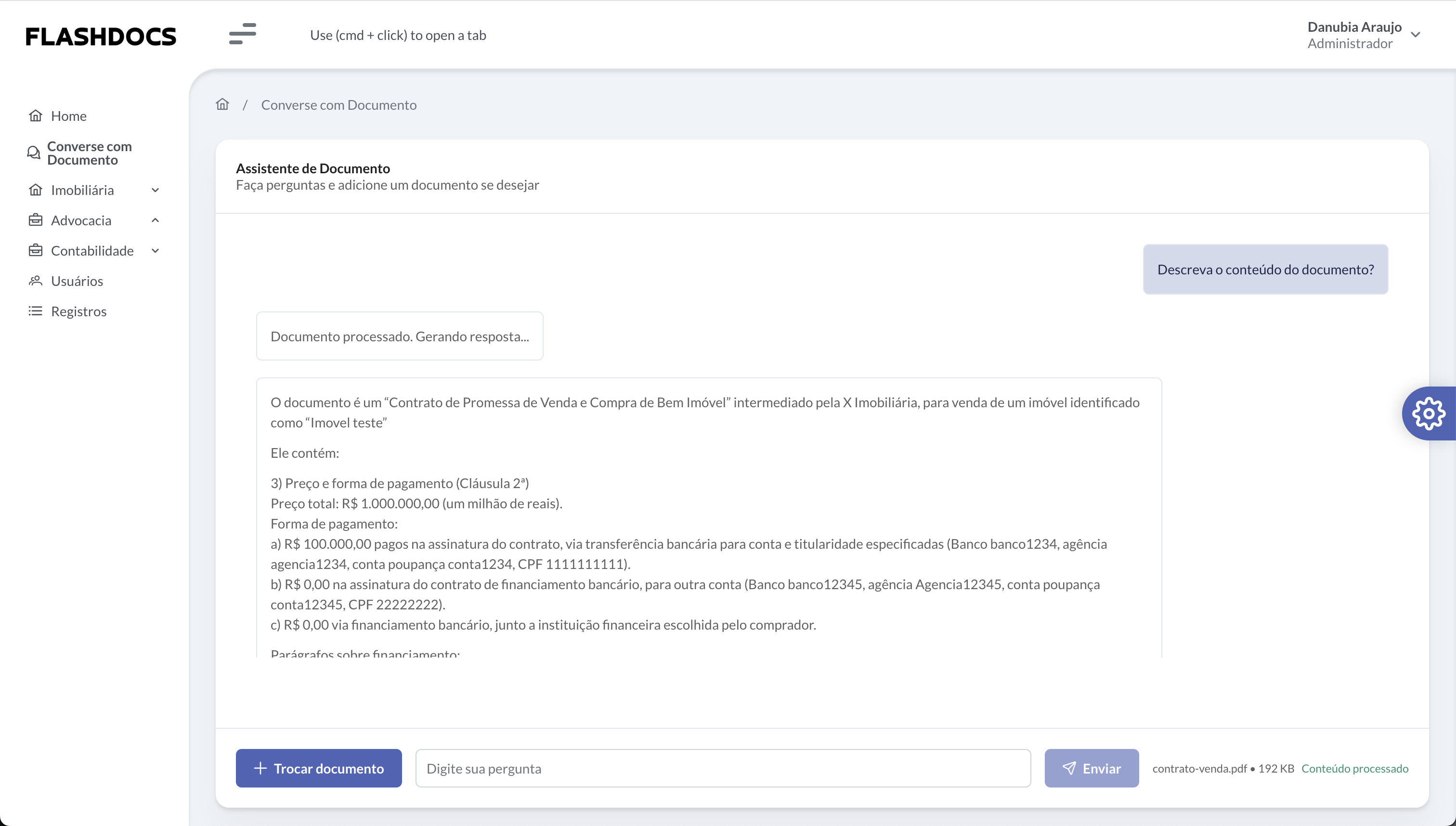 Converse com documentos